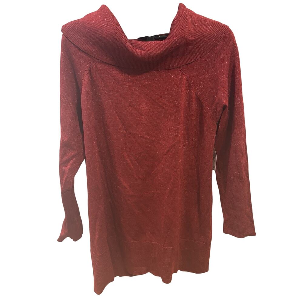 NWT Jaclyn Smith Collection Red Glitter Cowl Neck Sweater size 2X